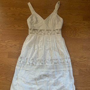 white sundress with midriff cutout